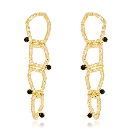 Brinco Telúrico 1072 Ouro Cristal Negro