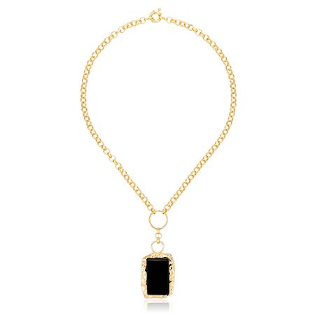 Colar Gaia 459 Ouro Quartzo Negro