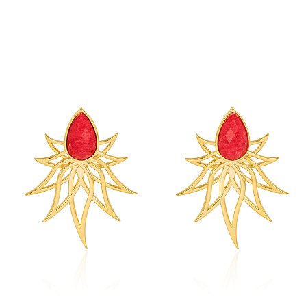 Brinco Labareda 1076 Ouro Feldspato Vermelho