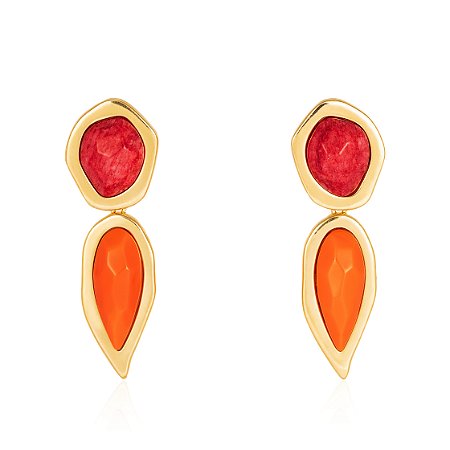 Brinco Fogo 1082 Ouro Feldspato Vermelho