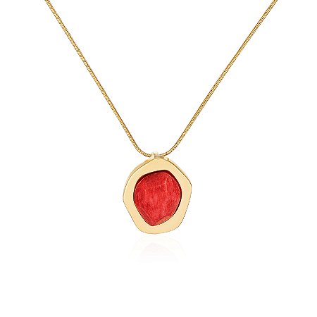 Pingente Fogo 464 Ouro Feldspato Vermelho
