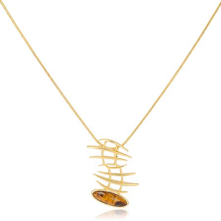 Pingente Valentina 471 Ouro Olho de Tigre
