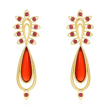 Brinco Taj 1119 Ouro Cristal Vermelho