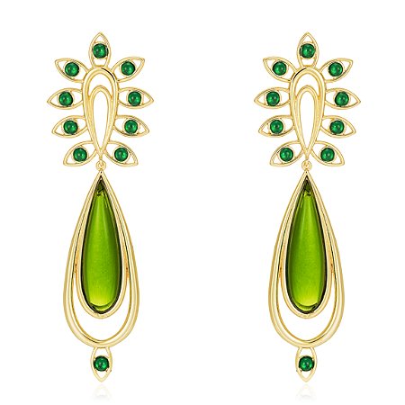Brinco Taj 1119 Ouro Cristal Verde