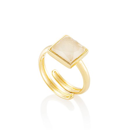 Anel Essencial 573 Ouro com Quartzo Milk