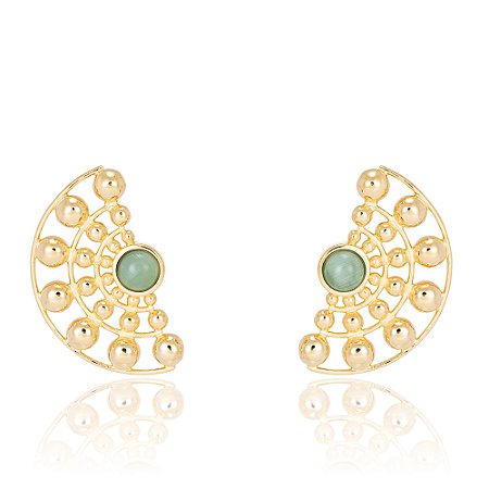 Brinco Son Kaeo 1139 Ouro Ágata Azul