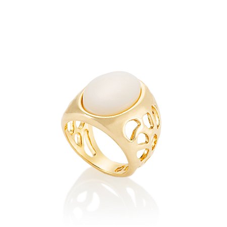 Anel Porifera 596 Madrepérola Ouro