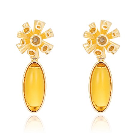 Brinco Coral Tubo 1158 Citrino Ouro