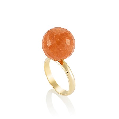Anel Bubble Centauro Ouro Quartzo Laranja