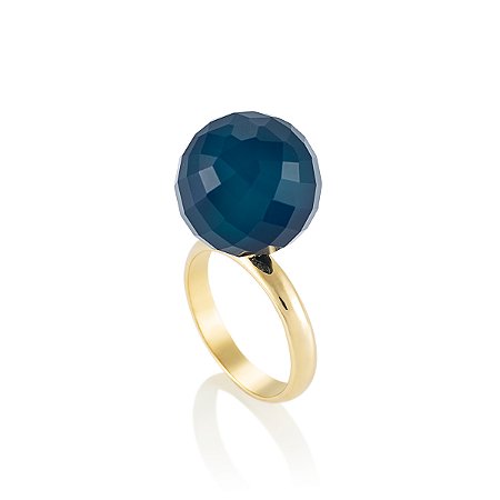 Anel Bubble Órion Ouro Ágata Azul