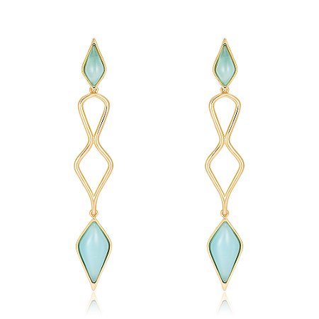 Brinco ZAHA 1162 Agata Azul Ouro