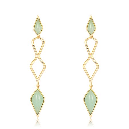 Brinco ZAHA 1162 Quartzo Verde Ouro