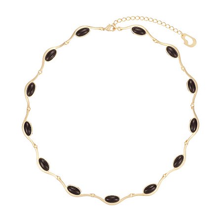 Colar Arábia 471 Ouro Quartzo Negro