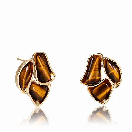 Brinco Vessel 1168 Ouro com Olho de Tigre