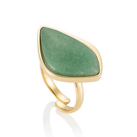 Anel Chanel 611 banhado a Ouro com Ágata Verde