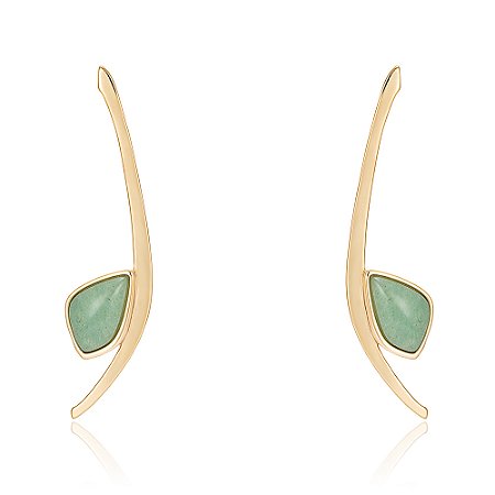 Brinco Fluido 1172 banhado a Ouro com Ágata Verde