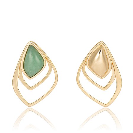 Brinco Chanel 1173 banhado a Ouro com Ágata Verde