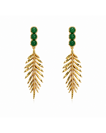 Brinco Pinheiro com Quartzo Verde 1183 Ouro