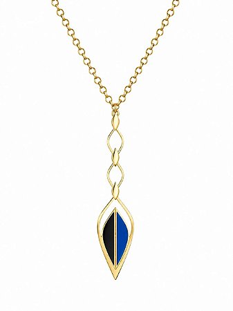 Colar Flecha 474 resinado Azul e Preto
