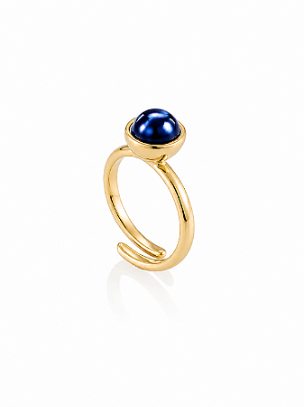 Anel Bubble Moon 527 Ouro Cristal Azul Escuro