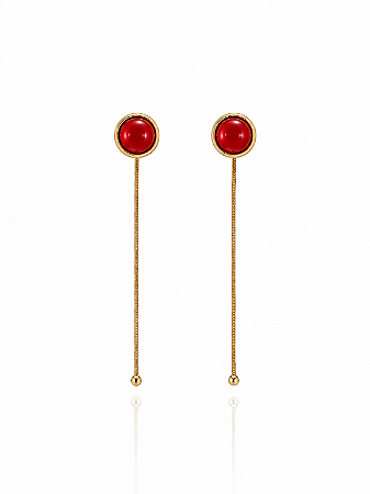 Brinco Moon Drop 1067 Longo Shell Vermelho