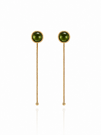 Brinco Moon Drop 1067 Longo Cristal Verde