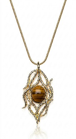 Colar 535 Medusa com Olho de Tigre Ouro
