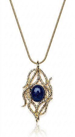 Colar 535 Medusa com Sodalita Azul Ouro