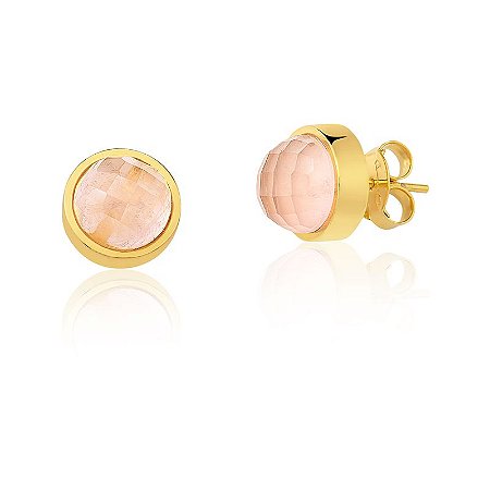 Brinco Baby Bubble 691 Ouro Quartzo Rosa