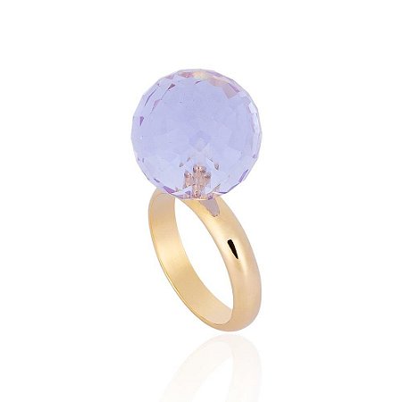 Anel Bubble Ouro Lavanda Cristal