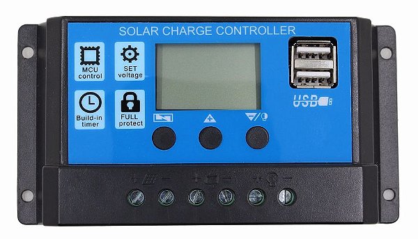 Controlador de Carga Solar 20A 12V/24V PWM Ysmart Tech RBL-20A - Com Display LCD