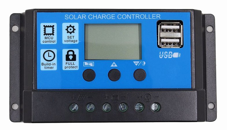 Controlador de Carga Solar 30A 12V/24V PWM Ysmart Tech RBL-30A - Com Display LCD