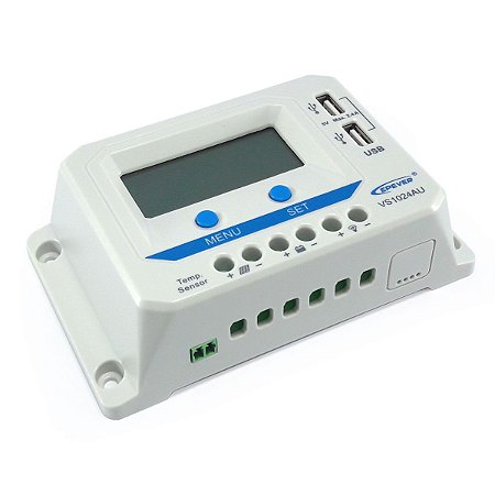 Controlador de Carga Solar 10A 12V/24V PWM Epever ViewStar VS1024AU - Com Display LCD