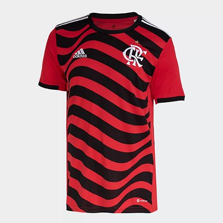 Camisa Flamengo III 22/23 s/nº Torcedor Adidas Masculina - Vermelho+Preto