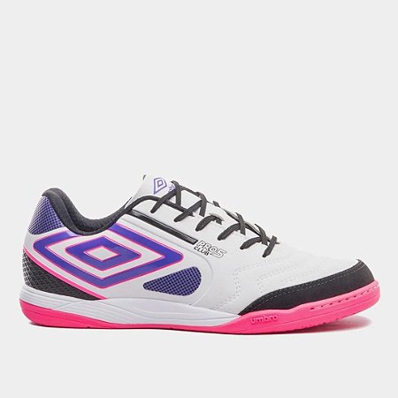Tenis Futsal Umbro Pró 5 Bump Club Unissex -Branco/Pink