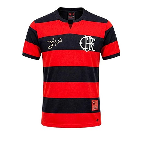Camisa Flamengo Braziline Flatri Zico Masculina - Vermelho+Preto