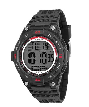 Relógio Masculino Digital Borracha Preto/vermelho Speedo