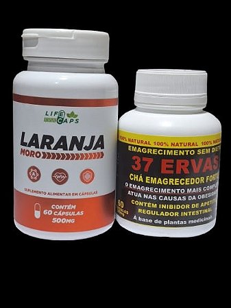 Laranja Moro 500mg 60 cp e 37 Ervas 500mg 60 cp 1 frasco de cada
