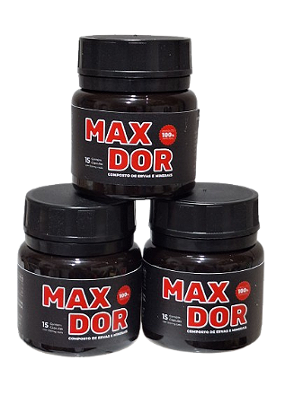 MAX DOR  Suplemento Composto Ervas e Minerais   Frasco com 15 cápsulas de 500mg.  3 frascos