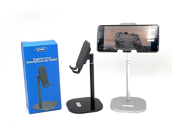 Suporte de Mesa Universal Em Liga de Alumínio Para Celular e Tablet Knup KP-SP203