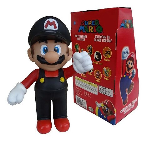 Boneco Mario Preto 23cm Action Figure Original Super Mario