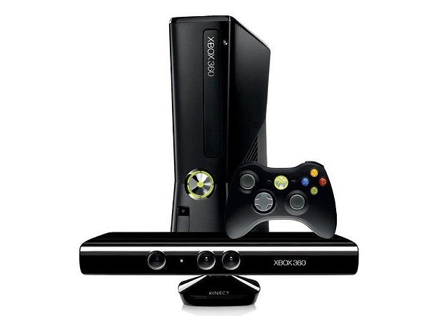 Video Game XBOX 360 Slim 4GB Controles Original e Kinect com caixa - Usado com 6 meses garantia
