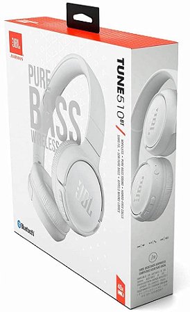 Fone de Ouvido Bluetooth Original JBL Tune 510BT Pure Bass Branco - JBLT510BTWHT