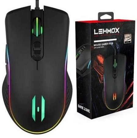 Mouse Gamer Rgb Lehmox Led Gt-m4 - Ajustável Até 3200 Dpi