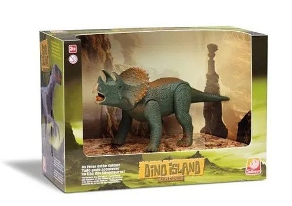 Dinossauro Brinquedo Triceratops Vinil Dino Island Adventure