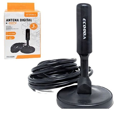 Antena Sinal Digital Hdtv c/ Ima Ecooda Ec2228 Cabo 3metros