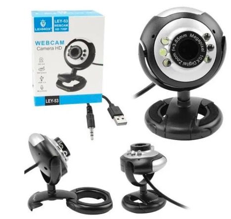 Webcam Hd Barata 360º Microfone Led Usb Ley-53