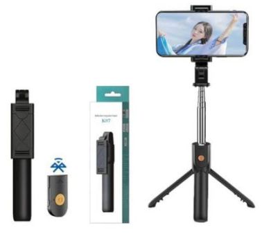 PAU DE SELFIE 68CM COM TRIPÉ BLUETOOTH COM CONTROLE EBAI K07