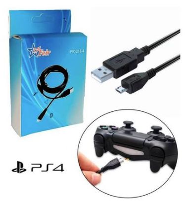 Cabo Alimentaçao Usb v8 p/ Controle Ps4 c/ Filtro 2M FEIR FR-216-4