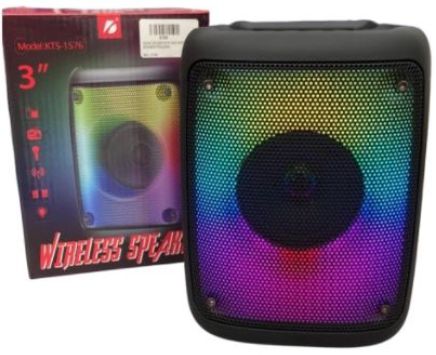 Caixa de Som Super Bass LED RGB Com Entrada de Microfone BIG SOUND KTS-1576